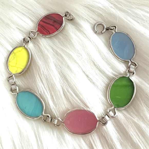 Vintage Scarab Egyptian themed beetle Sterling Silver bracelet - Picture 3 of 14